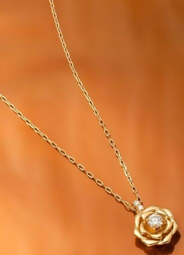 K18PG ダイヤモンド ネックレス (ローズモチーフ) 品番n22-354 | 島田質店